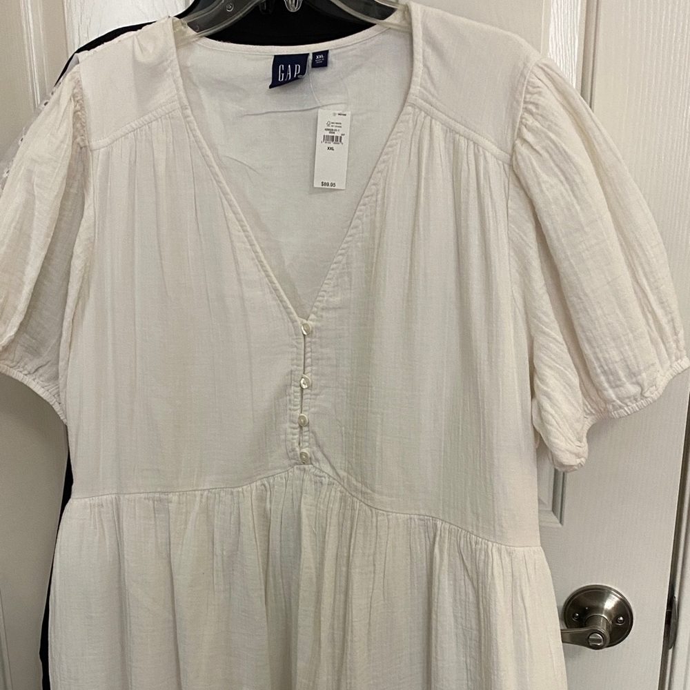 GAP White Button-Front Dress, fully lined